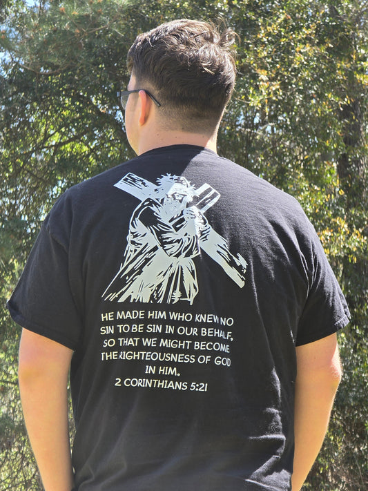 Jesus holding the cross 2 Corinthians 5:21 design